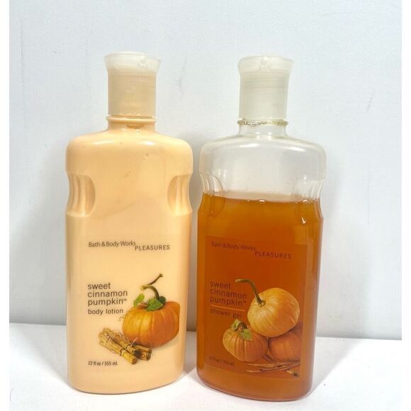 Bath & Body Works Original Sweet Cinnamon Pumpkin Lotion and Shower Gel 12 oz - Picture 1 of 2
